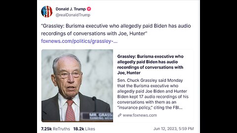 BREAKING: TRUMP UNVEILS BOMBSHELL: GRASSLEY DISCOVERS BIDEN'S BURISMA PAYOFF TAPES!