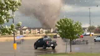 Up Close Kansas Tornado Rips Through Buildings