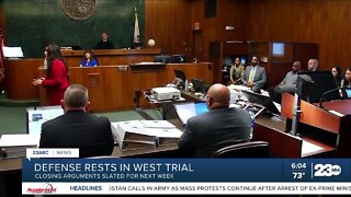 Defense rests in West trial, closing arguments expected next week