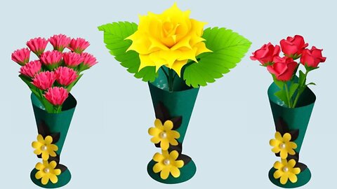 Flower vase Making with paper / paper flower vase / Paper Craft / DIY Paper Flower Vase Handmade