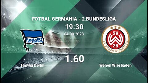 Hertha Berlim x SV Wehen Wiesbaden: Alemão 2ª Divisão Rodada 02 / 1º Tempo Sem Naração