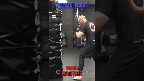 Heroes Training Center | Kickboxing & MMA "How To Double Up" Hook & Uppercut - Back | #Shorts