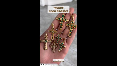 Mens Women's Gold and Diamond Colombian emerald crosses for sale online