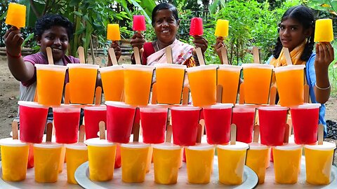 JELLY KUCHI ICE RECIPE | Orange, Mango, Strawberry Kuchi Ice in Tamil | Village Fun Cooking