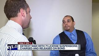 Detroit man with 71 license suspensions charged and released on bond