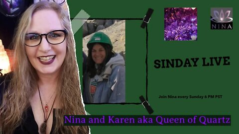 SINDAY LIVE - with Special Guest Karen aka Queen of Quartz - Ask her all your Crystal Questions!!