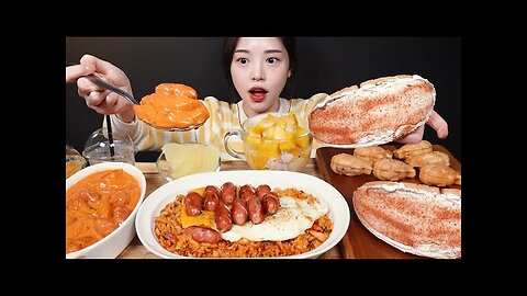 SUB) Real Sound Rose Tteokbokki Dessert Mukbang Asmr