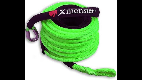 X MONSTER HMPE Synthetic Winch Rope 38" x 90' for UTVATV Winch 18,000 lbs, Green）