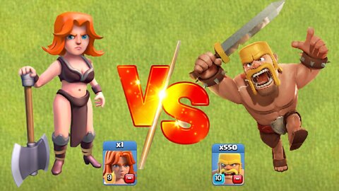 1 Valkyrie Vs 5050 Barbarian - Clash Of Clans | Valkyrie Vs Barbarian,Coc | Valkyrie Vs.