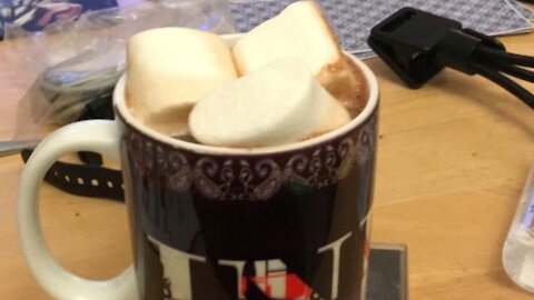 My hot chocolate and marshmallows