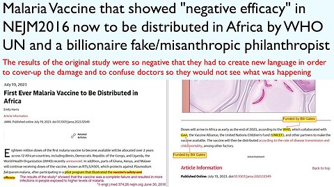 Malaria Vaccine that showed "negative efficacy" in NEJM2016 now to be distributed in Africa