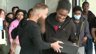 McLain High School Students surprised with new shoes