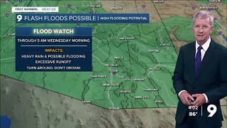 Flash floods possible Tuesday night