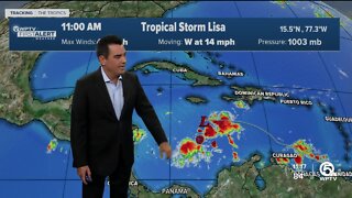 Tropical Storm Lisa forms in Caribbean Sea with 40 mph winds