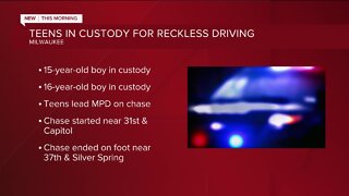 Two teens arrested for reckless driving, leading police on a chase in a stolen vehicle