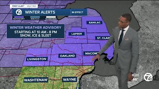 Winter weather advisory issued for parts of SE Michigan Monday