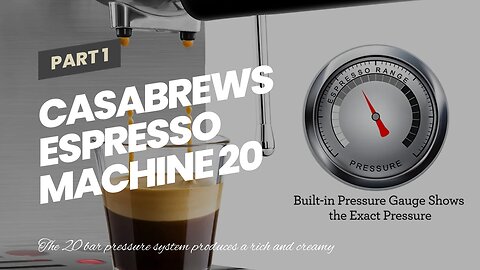 CASABREWS Espresso Machine 20 Bar, Compact Espresso Maker With Milk Frother Steam Wand, Profess...