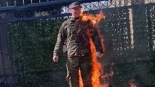 Air Force SM sets himself on fire in protest.