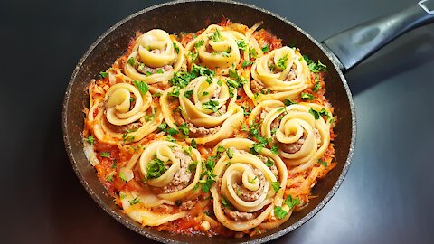 Rose-shaped pasta with minced meat recipe
