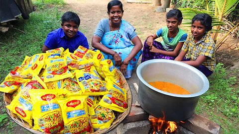 50 MAGGI NOODLES | Vegetable Maggi Noodles Cooking and Eating | Village Fun Cooking