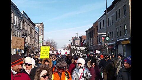 Protest against COVID restrictions, Montreal, Quebec, Canada, January 22, 2022