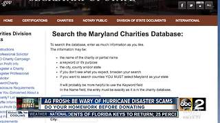 AG Frosh: Be wary of hurricane disaster scams