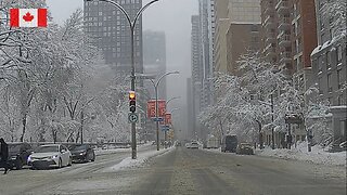 Driving in CANADA - Big SNOWFALL in MONTREAL Downtown | December 4 2023