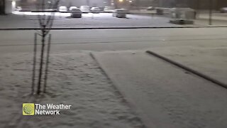 Snow covers the ground after October snowfall