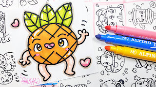 how to Draw Kawaii Pineapple - handmade drawings by Garbi KW