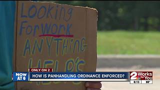 How is panhandling ordinance enforced?