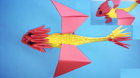 3D origami dragon red Night Fury - How to make 3d origami dragon