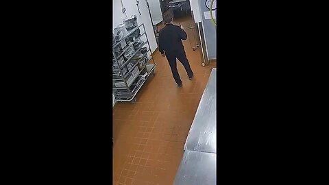 Security guard gets a crap your pants suprise & is very lucky he survived.