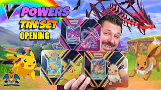 V Powers Tin Set | Pikachu | Eevee | Eternatus | Pokemon Cards Opening