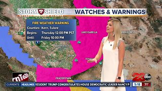 Kern County mountains Red Flag warning Thursday and Friday