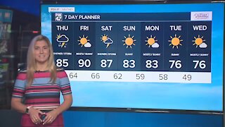 Hot and humid with scattered showers and storms