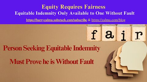 Equitable Indemnity Only Available to One Without Fault