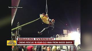 Crews rescue injured worker who fell into barge at Port of Tampa Bay