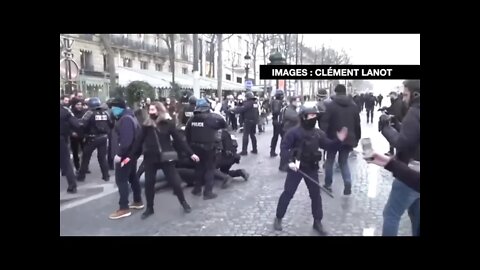 POLICE BEATING PROTESTOR (VIOLENT)