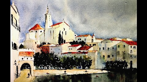 Watercolor Painting of Cadaques Spain with Chris Petri