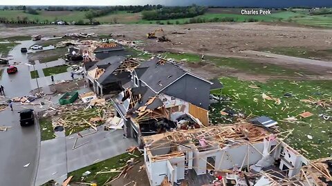 Drone video of tornado damage in Elkhorn, Nebraska
