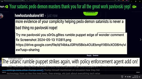 The satanic rumble puppet strikes again! With "Policy" enforcement agent add on!