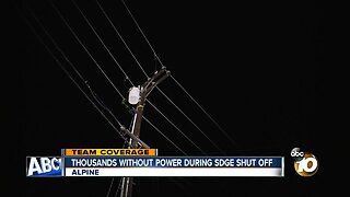 Thousands without power during SDG&E shut off