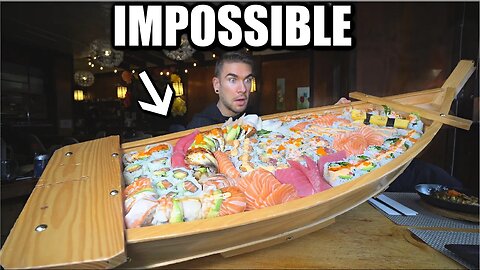 WORLD'S BIGGEST SUSHI BOAT CHALLENGE (Made For 20 People) | $250 Undefeated Sushi Eating Challenge
