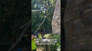 Tree removed from house roof of DC church while services continue inside after the big storm