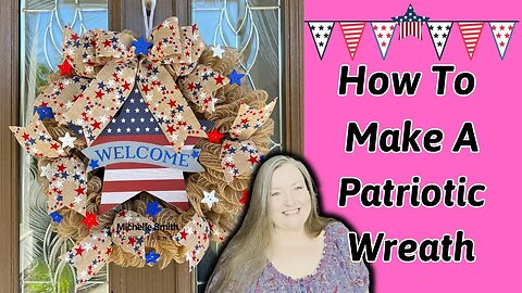 How To Make A Patriotic Wreath ~ Deco Mesh Patriotic Wreath No Fray Folded Ruffle Method & 10" Mesh
