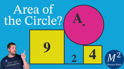 Calculate the Area of the Circle That is Tangent to the Two Squares | Minute Math