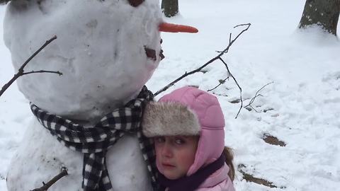Sentimental Girl Can’t Say Goodbye To Her Snowman Best Friend