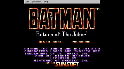 Game title screen: Batman return of the Joker