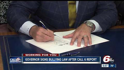Governor Holcomb signs anti-bullying law prompted by Call 6 Investigation into misreported numbers