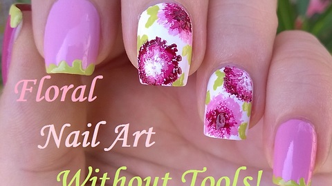 Dry Brush Flower Nail Art - No Tool Nails